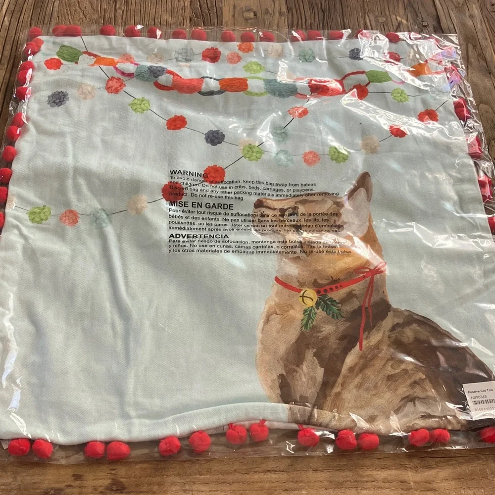 Colorful Cat pillow cover with Red Accents